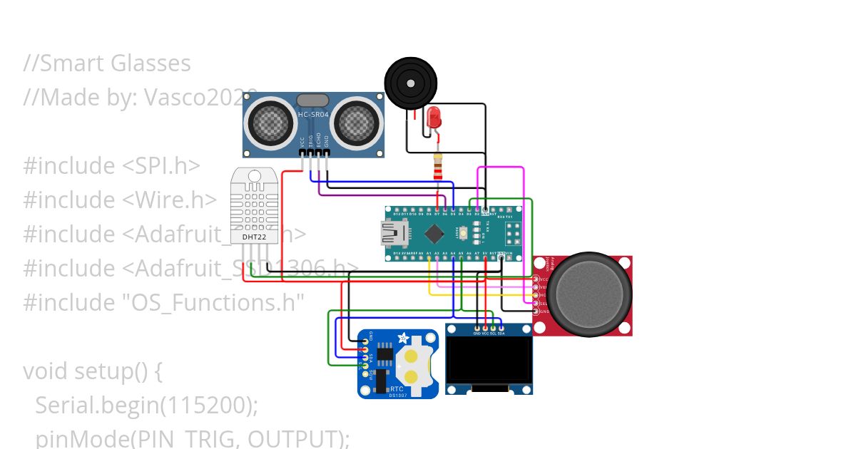 Smart Glasses JoyStick Seperate Functions simulation
