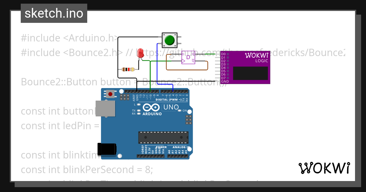 Control LED with button logic analyzer Wokwi ESP32, STM32, Arduino