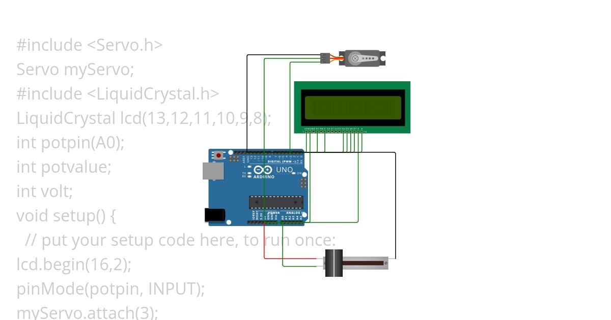 Servo, Potentiometer,LCD simulation