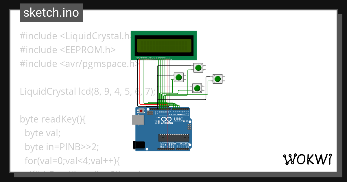 lcdキーパッド - Wokwi ESP32, STM32, Arduino Simulator