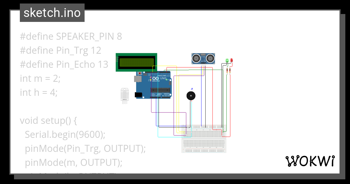 Ultrasonik Lampu Buzzer Wokwi Esp Stm Arduino Simulator