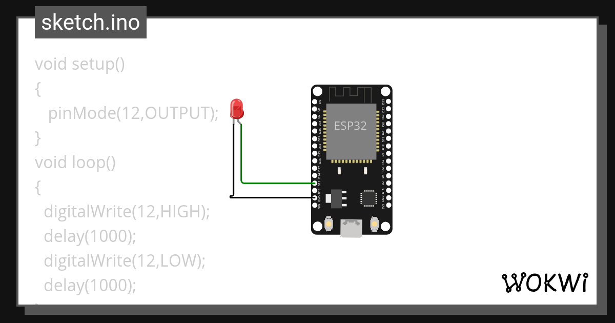 LED BLINK Wokwi ESP32, STM32, Arduino Simulator