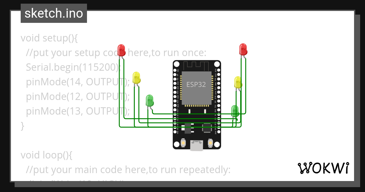 traffic light - Wokwi ESP32, STM32, Arduino Simulator