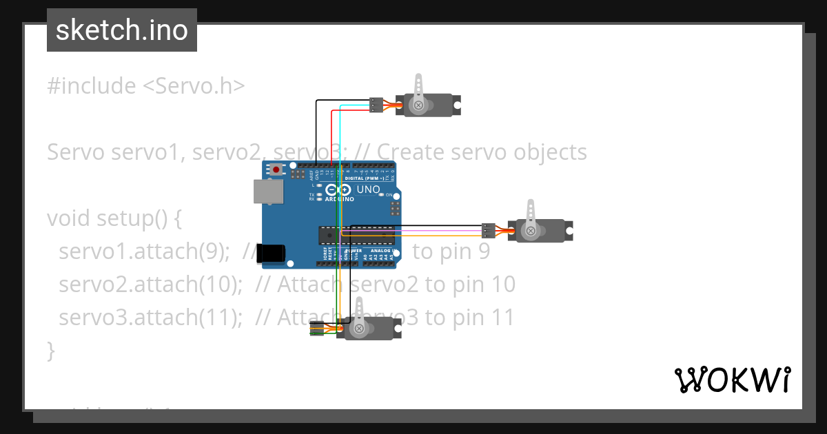 Servo 3 - Wokwi ESP32, STM32, Arduino Simulator
