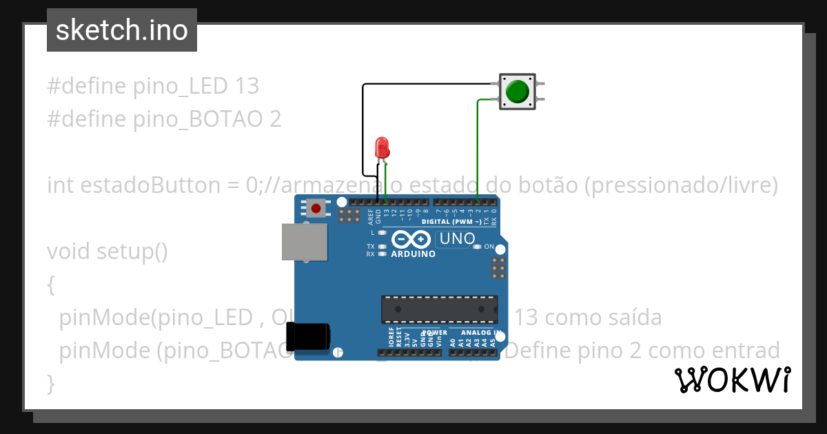 2 led com botao sem resistor Copy Wokwi ESP32, STM32, Arduino Simulator