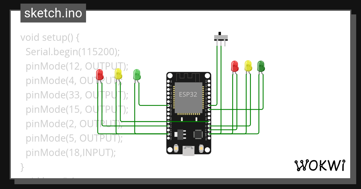 traffic light - Wokwi ESP32, STM32, Arduino Simulator