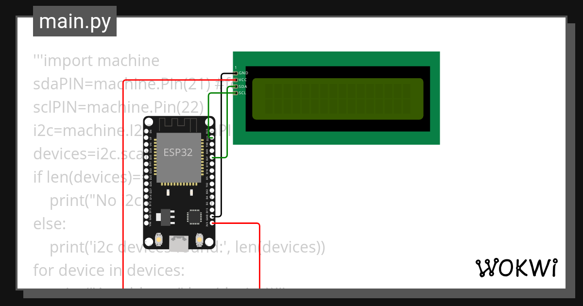 i2c lcd - Wokwi ESP32, STM32, Arduino Simulator