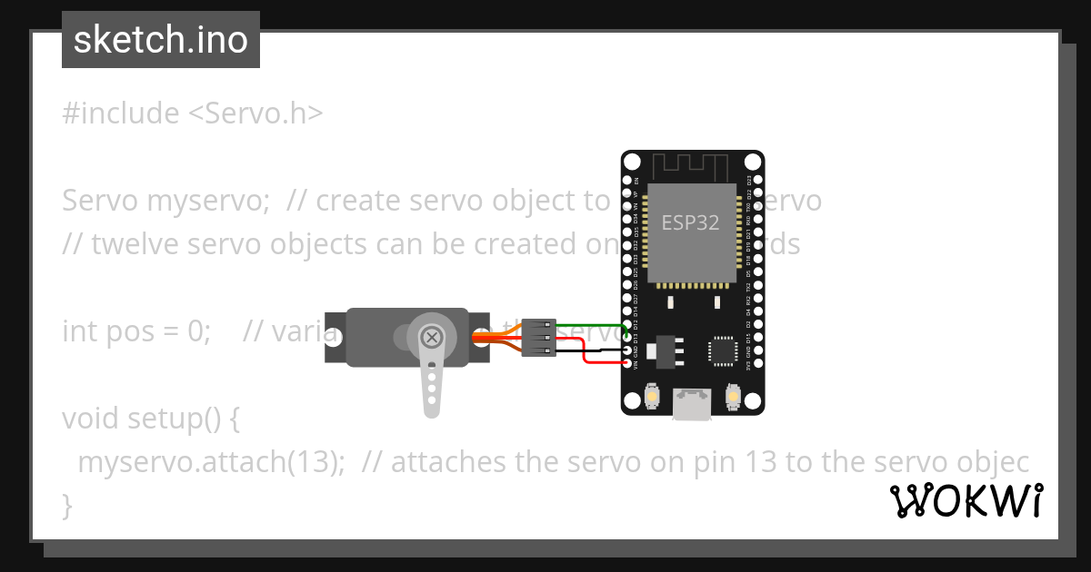 teste servo Wokwi ESP32, STM32, Arduino Simulator