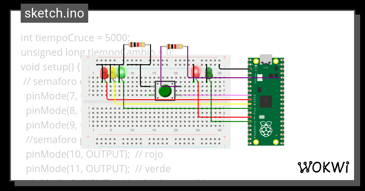 Led Semaforo Y Peaton Wokwi Esp Stm Arduino Simulator