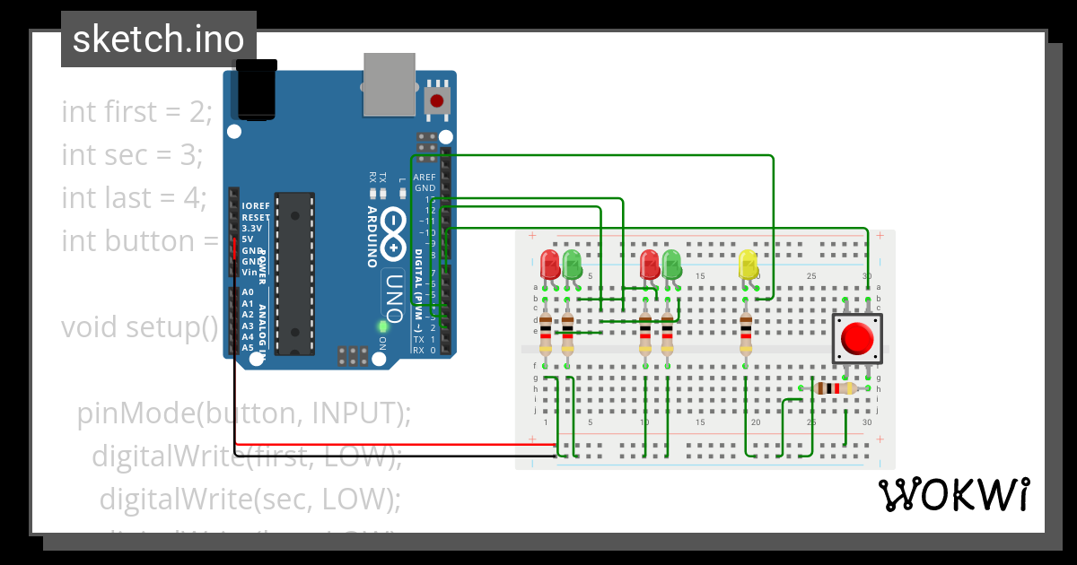 Lab2 [ Less PINS] - Wokwi ESP32, STM32, Arduino Simulator