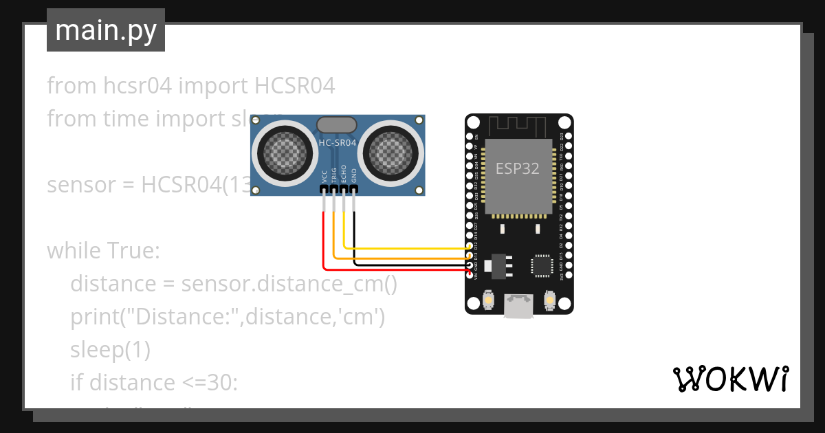 ultrasonic sensor - Wokwi ESP32, STM32, Arduino Simulator