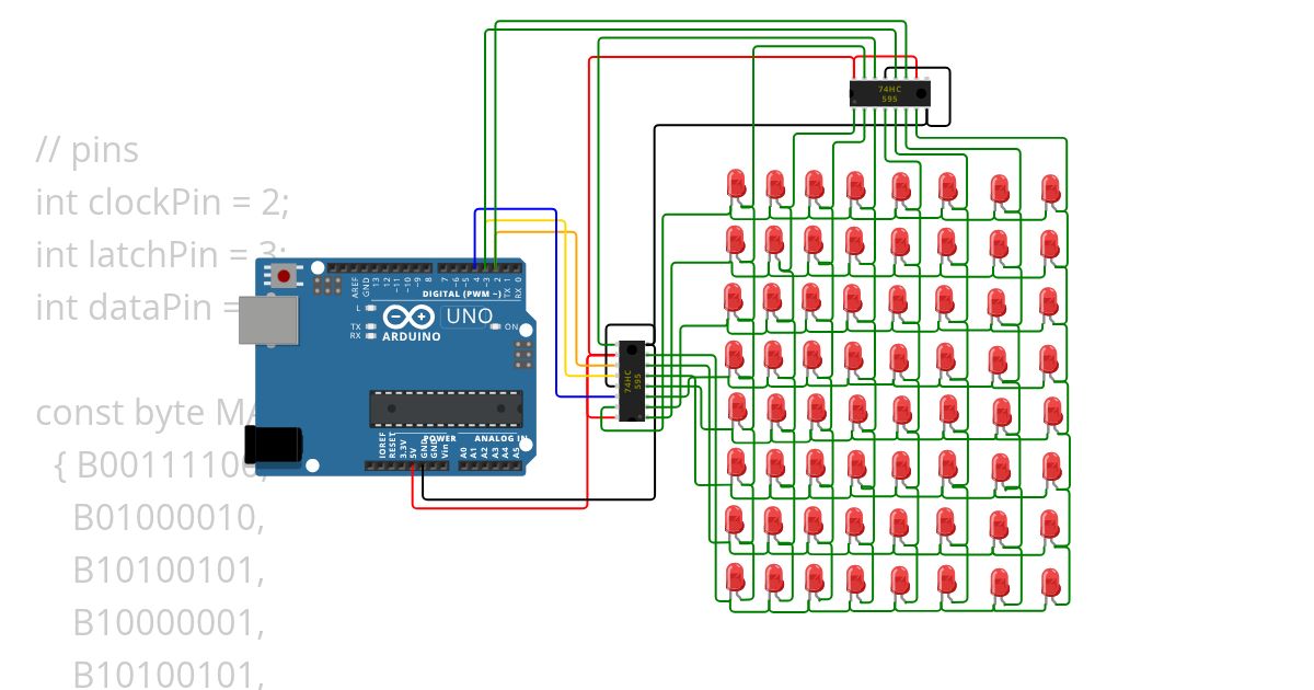 Shift Register LED Matrix simulation