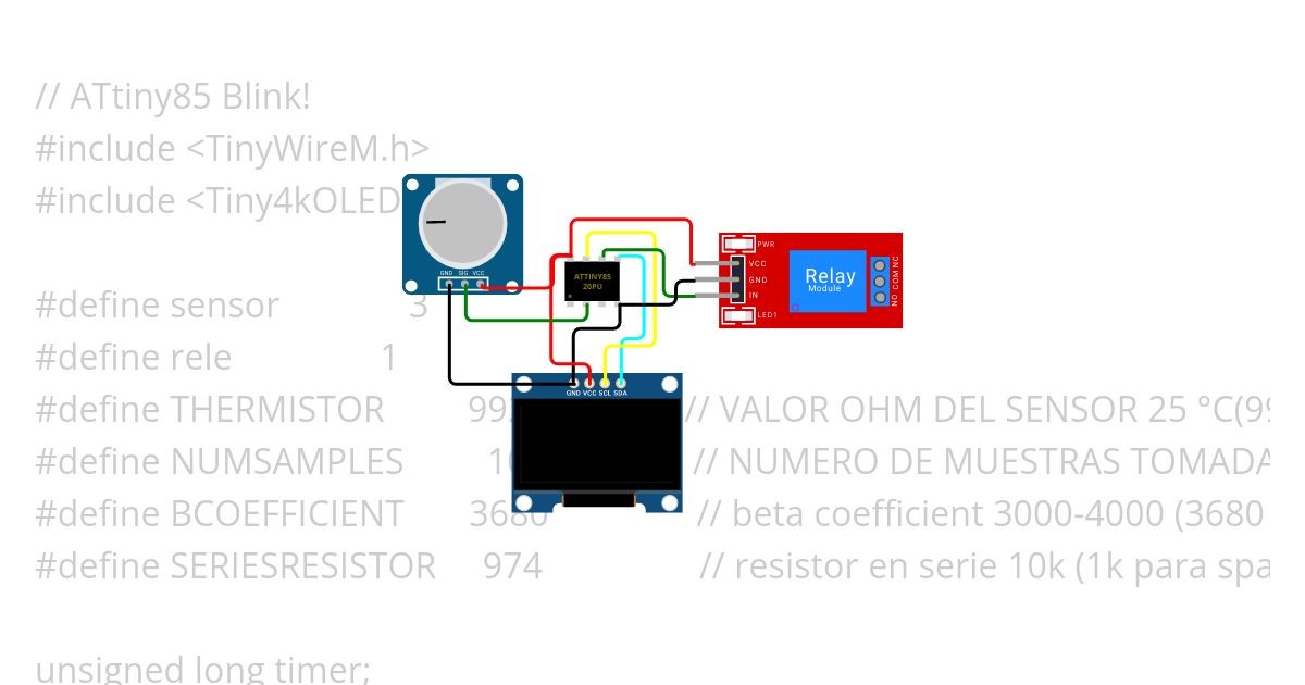 Attiny85 tiny4k oled NTC simulation