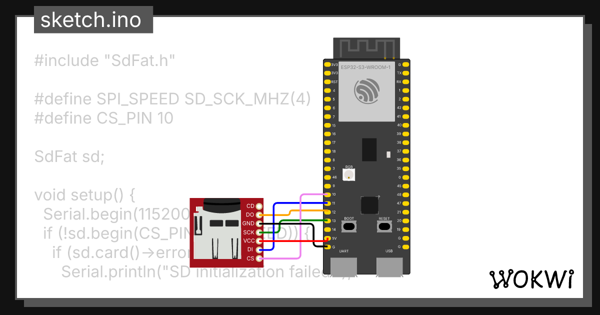 Sd test wokwi esp32 stm32 arduino simulator