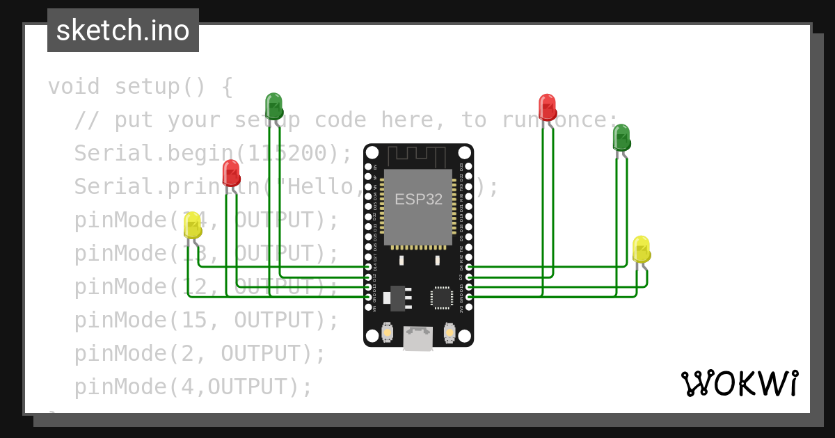 traffic light - Wokwi ESP32, STM32, Arduino Simulator