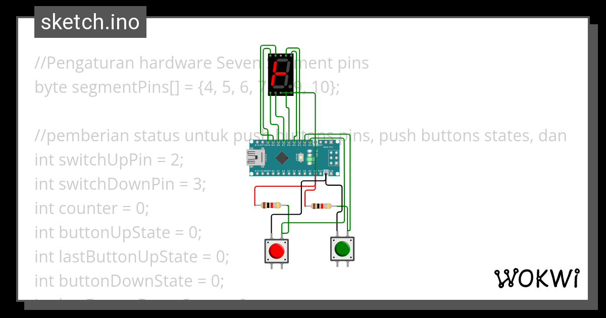 Nano Seven Segment Counterup Counter Down Wokwi Esp32 Stm32 Arduino Simulator 0381