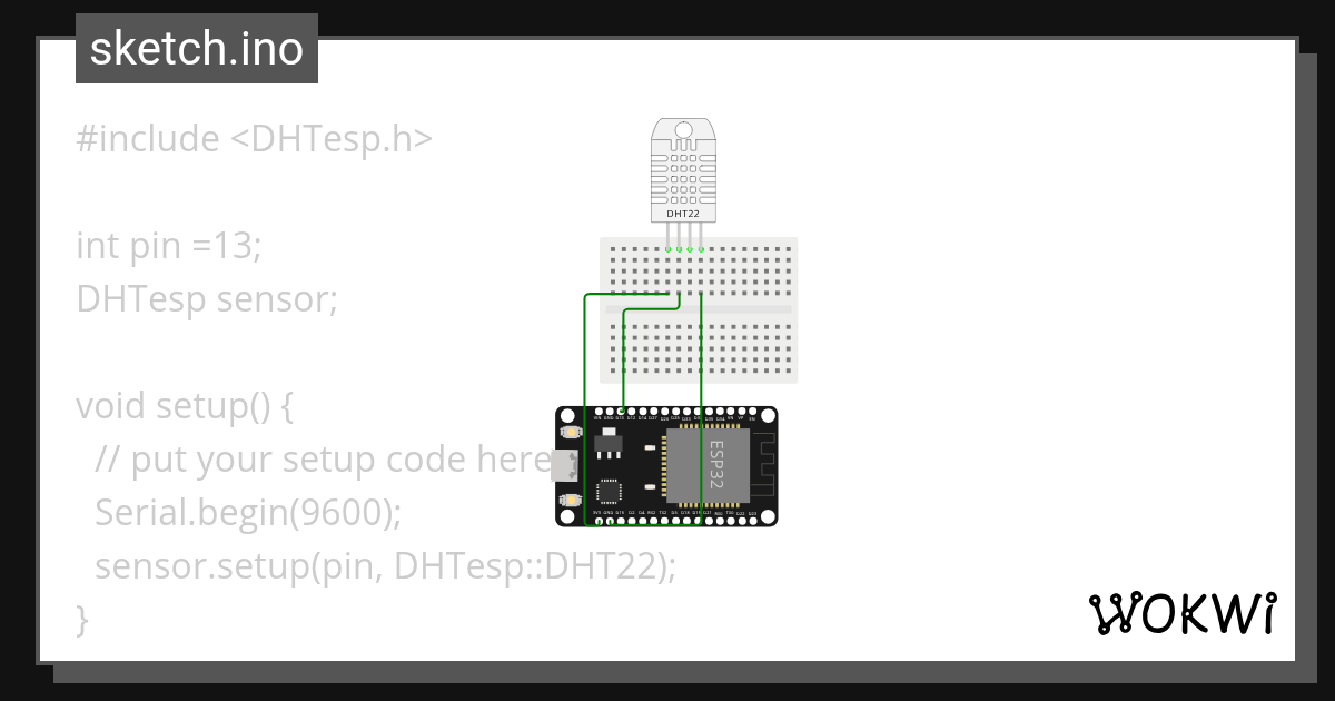 DHT22 Sensor - Wokwi ESP32, STM32, Arduino Simulator