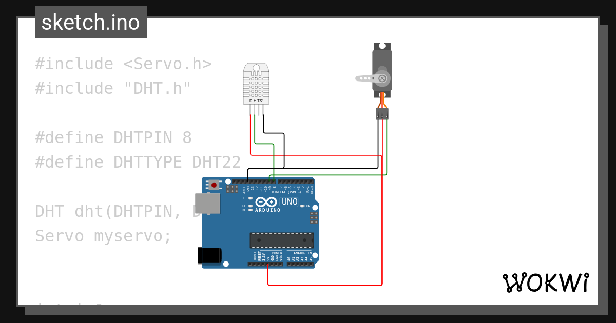 DHT22 control Servo with Arduino UNO - Wokwi ESP32, STM32, Arduino ...