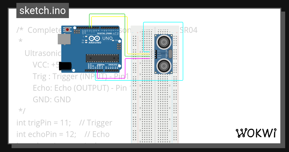 Project Sensor UltraSonik - Wokwi ESP32, STM32, Arduino Simulator