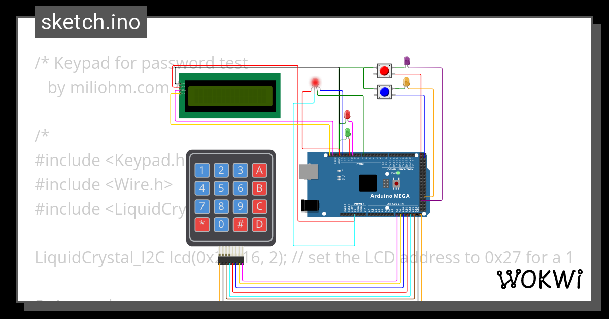 Make Keypad as an Password Input - Wokwi ESP32, STM32, Arduino Simulator