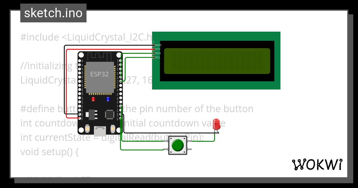 Push Button Countdiwn Wokwi Esp Stm Arduino Simulator