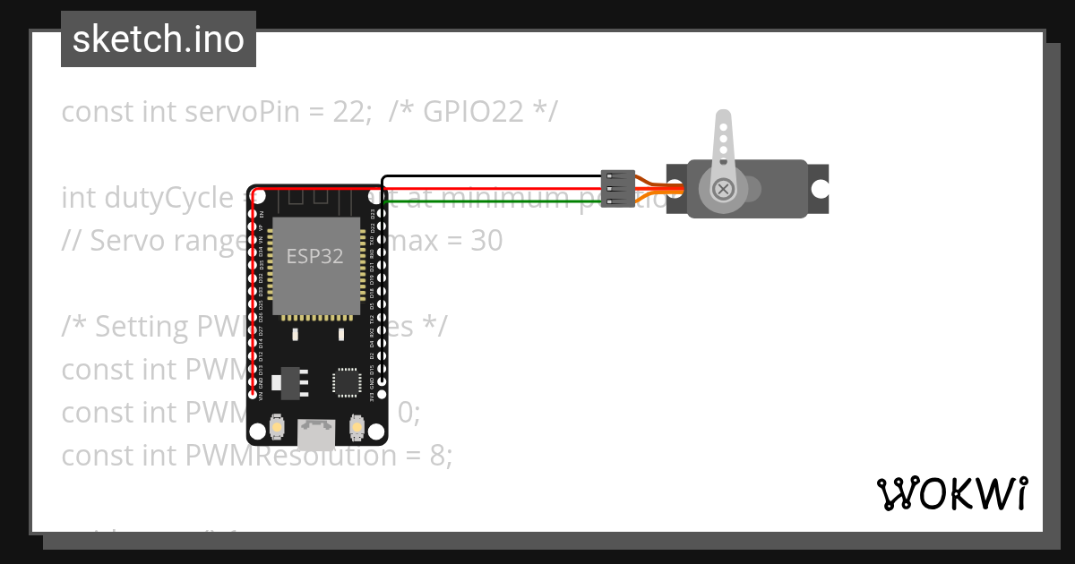 01 ESP32Servo Wokwi ESP32, STM32, Arduino Simulator