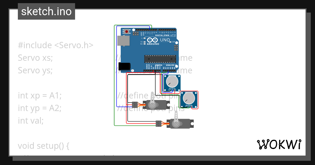 Dual Servo-potentiometer control - Wokwi ESP32, STM32, Arduino Simulator