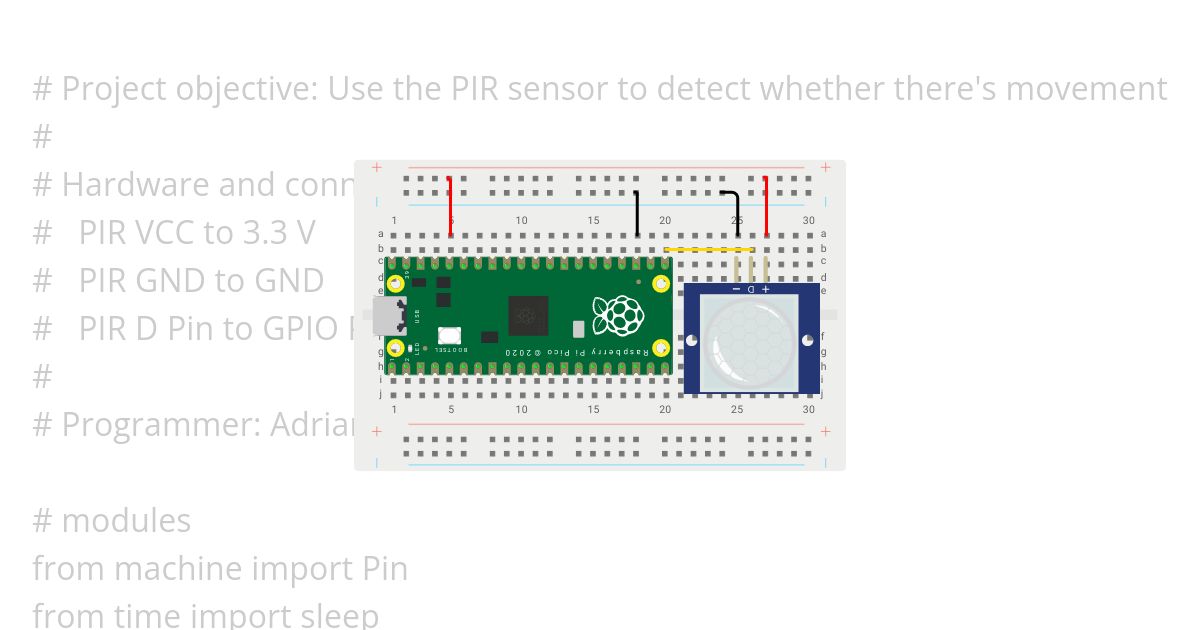 Raspberry Pi Pico PIR Detect Motion simulation