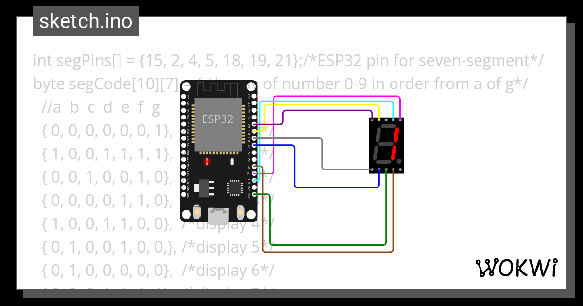 Seven Segment Wokwi Esp32 Stm32 Arduino Simulator 4725