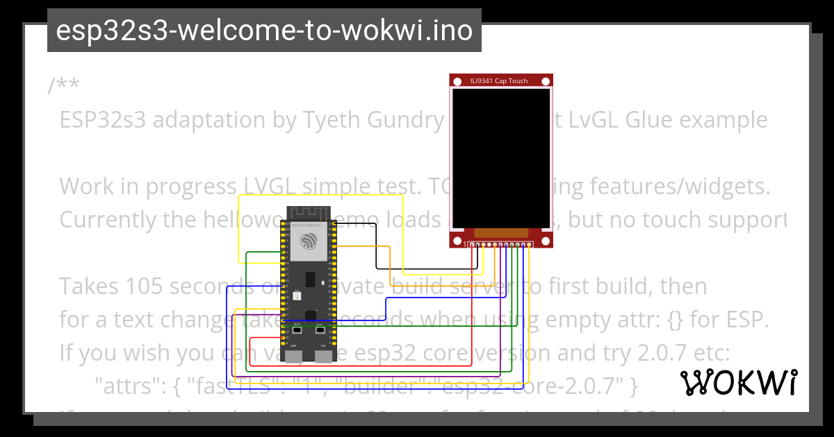 Adafruit LVGL Glue example - Wokwi ESP32, STM32, Arduino Simulator