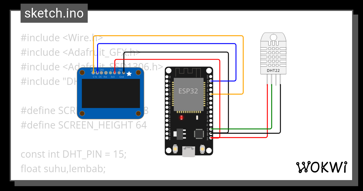 OLED_DHT22_esp22 - Wokwi ESP32, STM32, Arduino Simulator