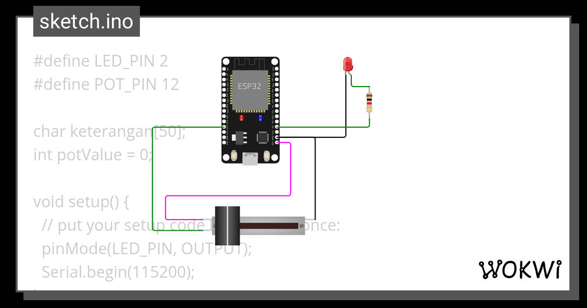 Led With Potensio Wokwi Esp32 Stm32 Arduino Simulator