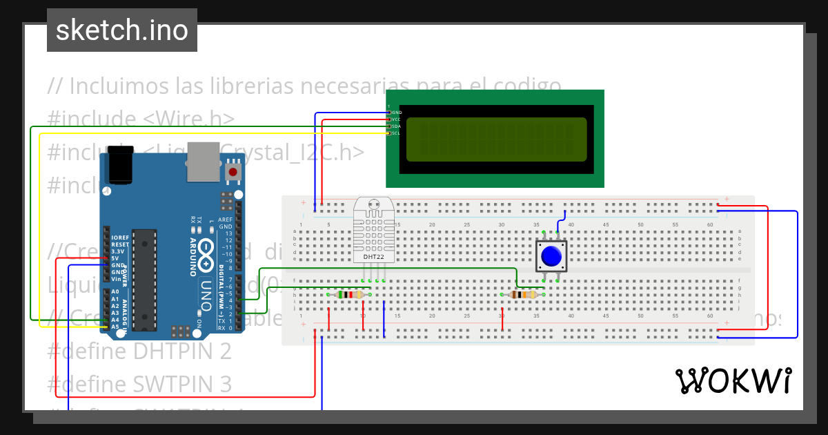 DHT11 con Pulsador - Wokwi ESP32, STM32, Arduino Simulator
