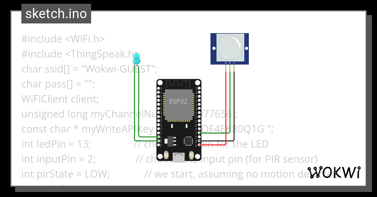 pir sensor - Wokwi ESP32, STM32, Arduino Simulator