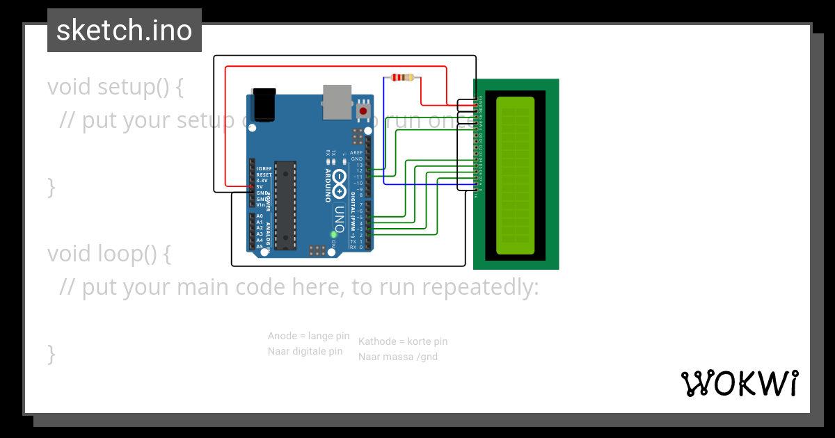 Aansluiten LCD met I²C Wokwi ESP32 STM32 Arduino Simulator