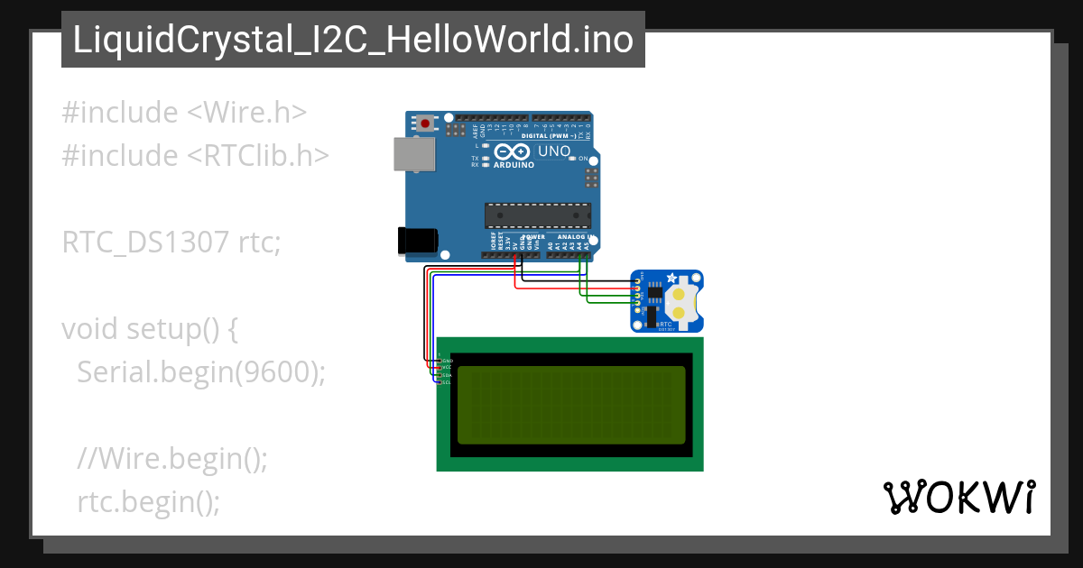 LiquidCrystal_I2C_Clock_class_RTC - Wokwi ESP32, STM32, Arduino Simulator