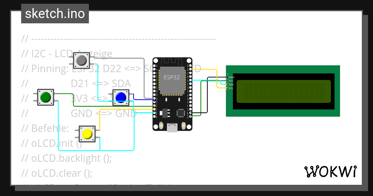 I2C_LCD - Wokwi ESP32, STM32, Arduino Simulator
