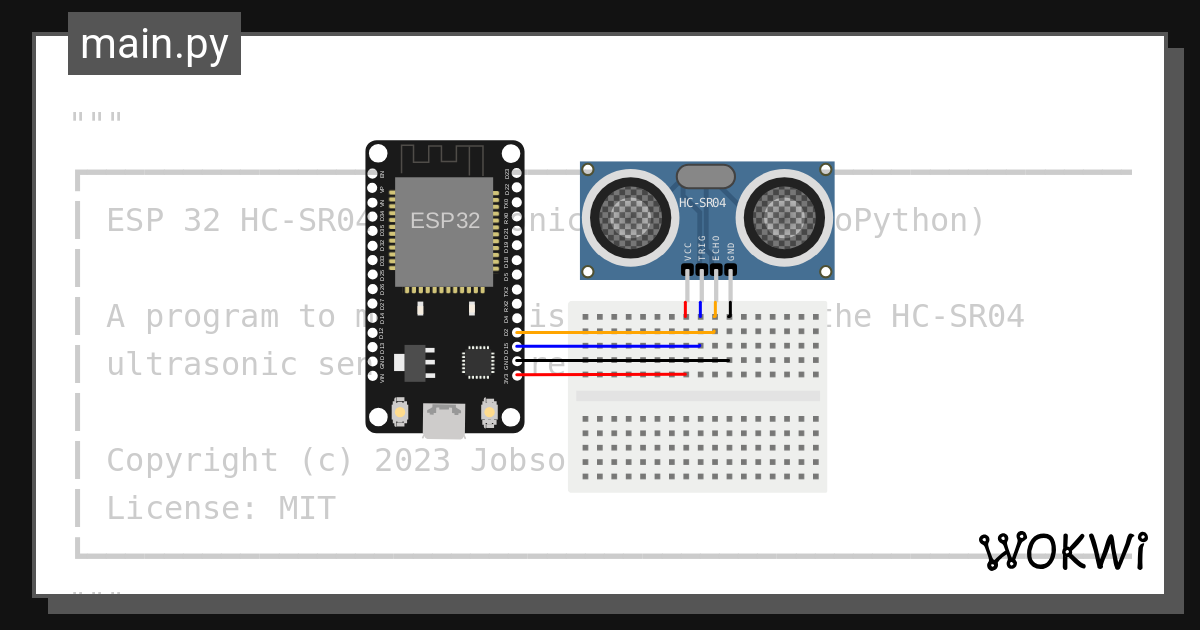 HC-SR04 with MicroPython ESP 32 - Wokwi ESP32, STM32, Arduino Simulator