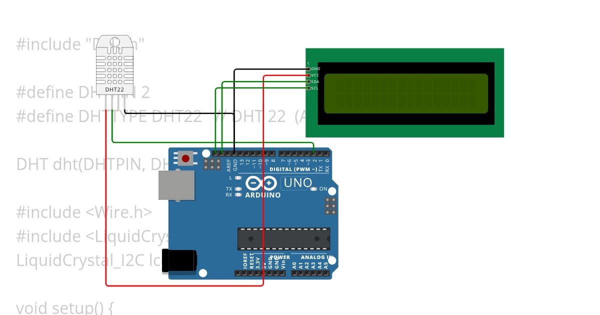 UNO-DHT22-I2C LED simulation