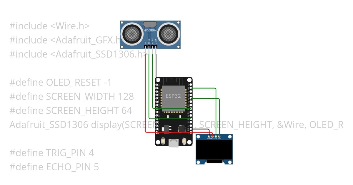 esp32 ultrasonic oled simulation