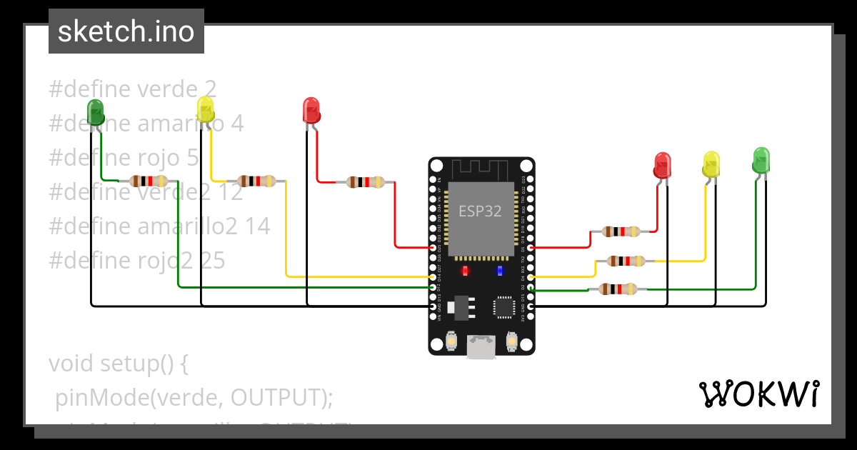 Doble Semaforo Wokwi Esp Stm Arduino Simulator