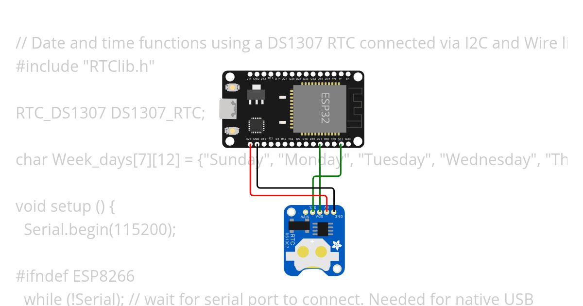ESP32  Real Time Clock with DS1307 simulation