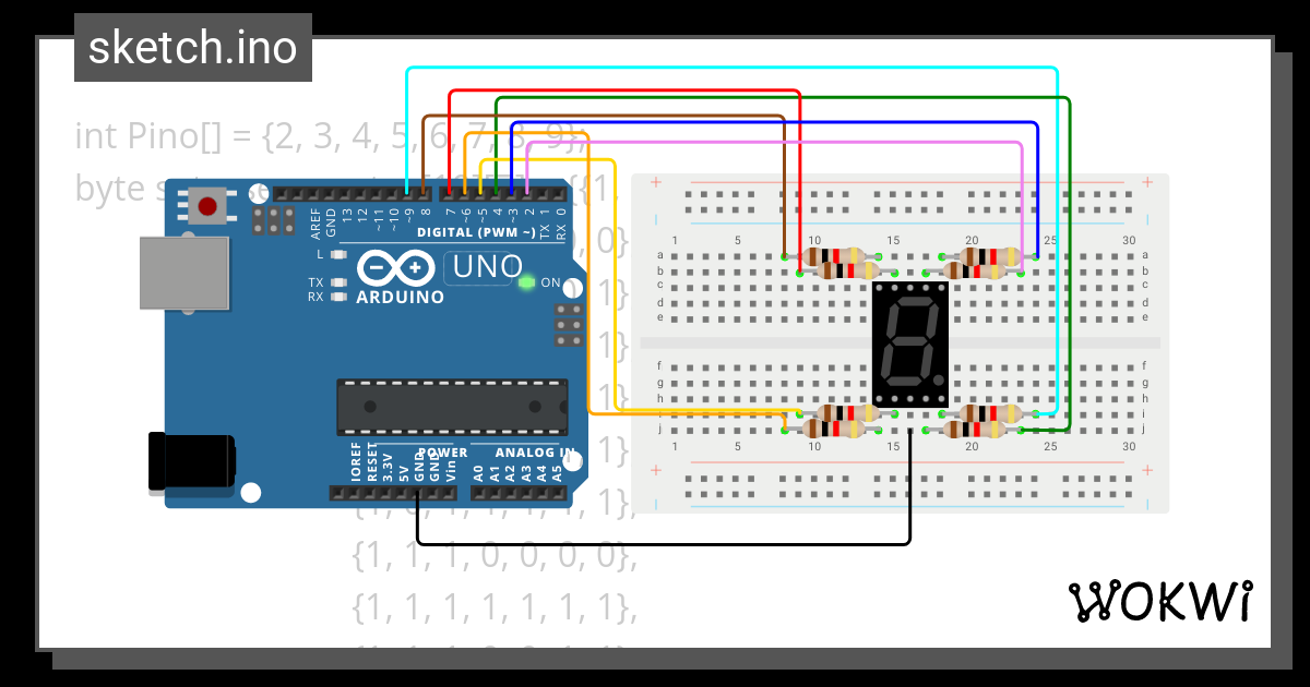 Display 7 segmentos - Wokwi ESP32, STM32, Arduino Simulator