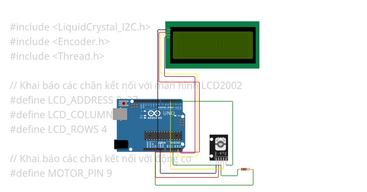 ArduinoThread contron motor use LCD1602 simulation