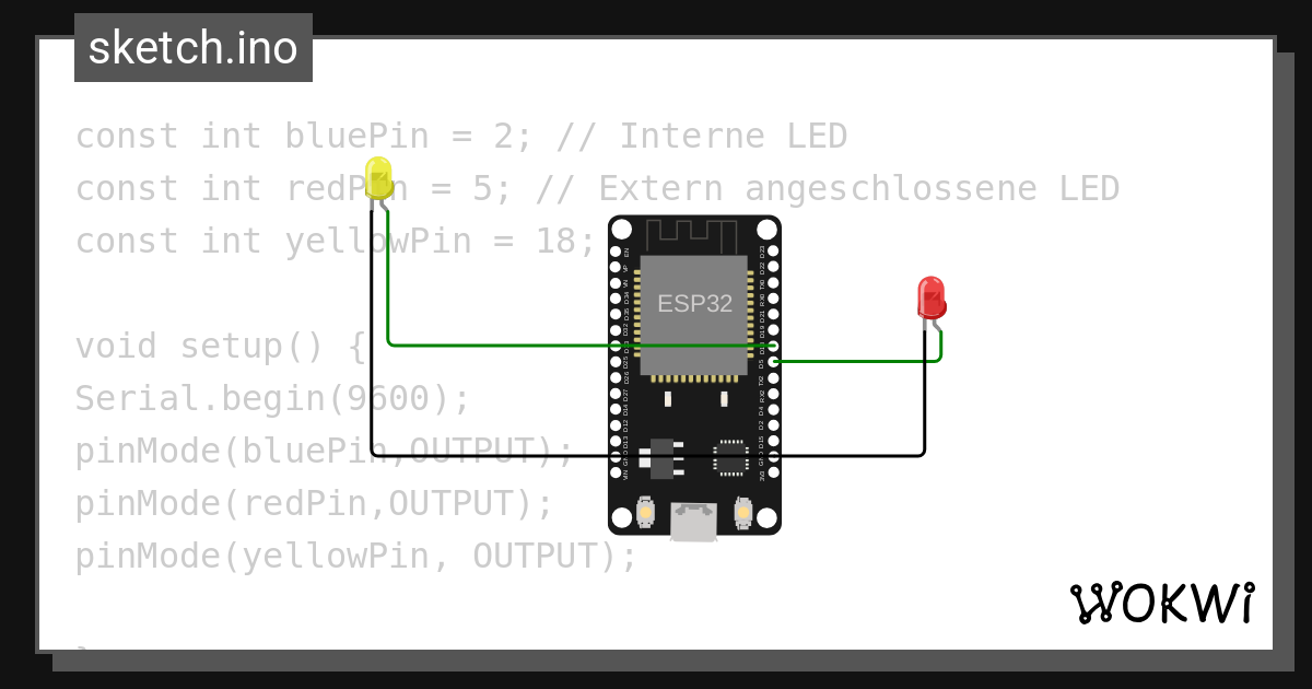 LED rot gelb - Wokwi ESP32, STM32, Arduino Simulator