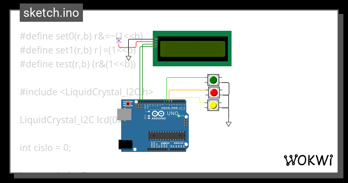 PCINT a LCDi2c - Wokwi Arduino and ESP32 Simulator