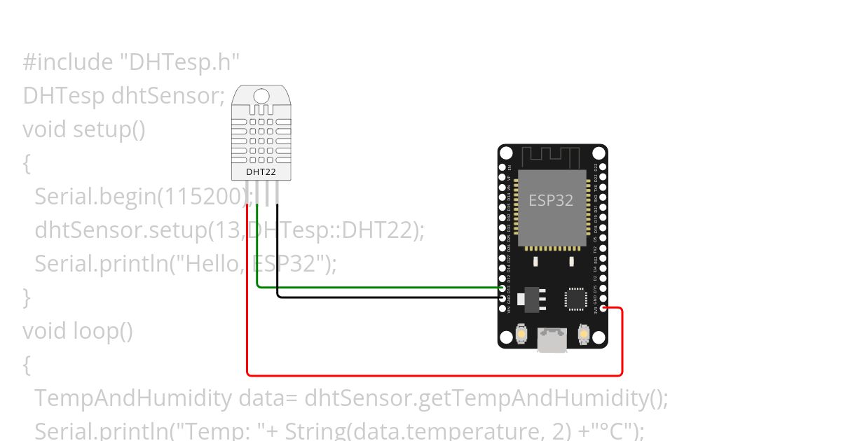 DHT with ESP32 simulation