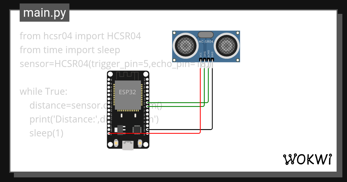 Working of Ultrasonic Sensor - Wokwi ESP32, STM32, Arduino Simulator