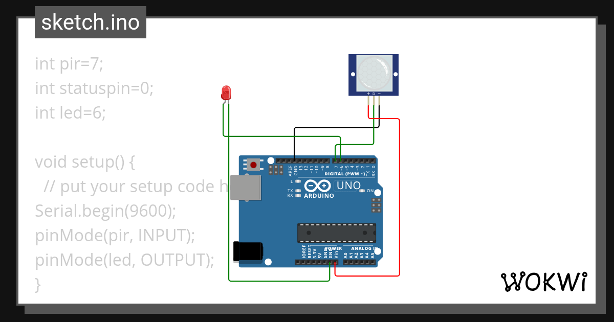 PROJECT SENSOR PIR - Wokwi ESP32, STM32, Arduino Simulator