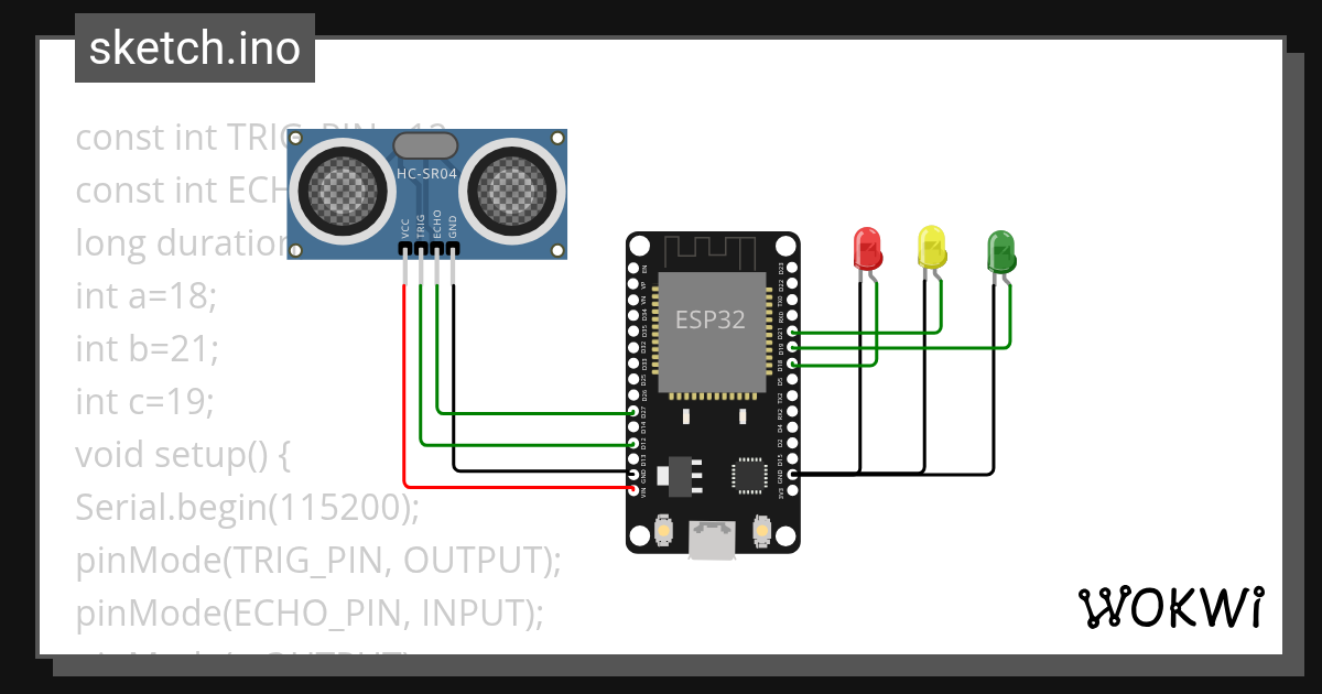 Ultrasonic Distance Sensor - Wokwi ESP32, STM32, Arduino Simulator